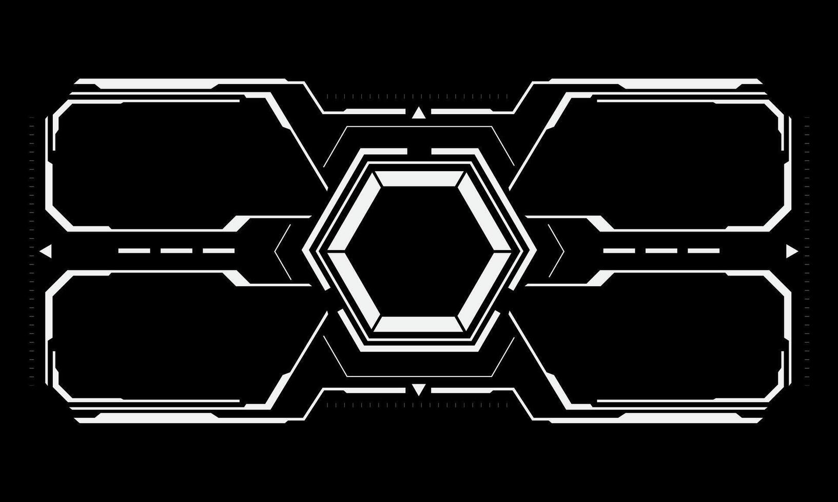 HUD sci-fi interface screen view white geometric on black design virtual reality futuristic technology creative display vector
