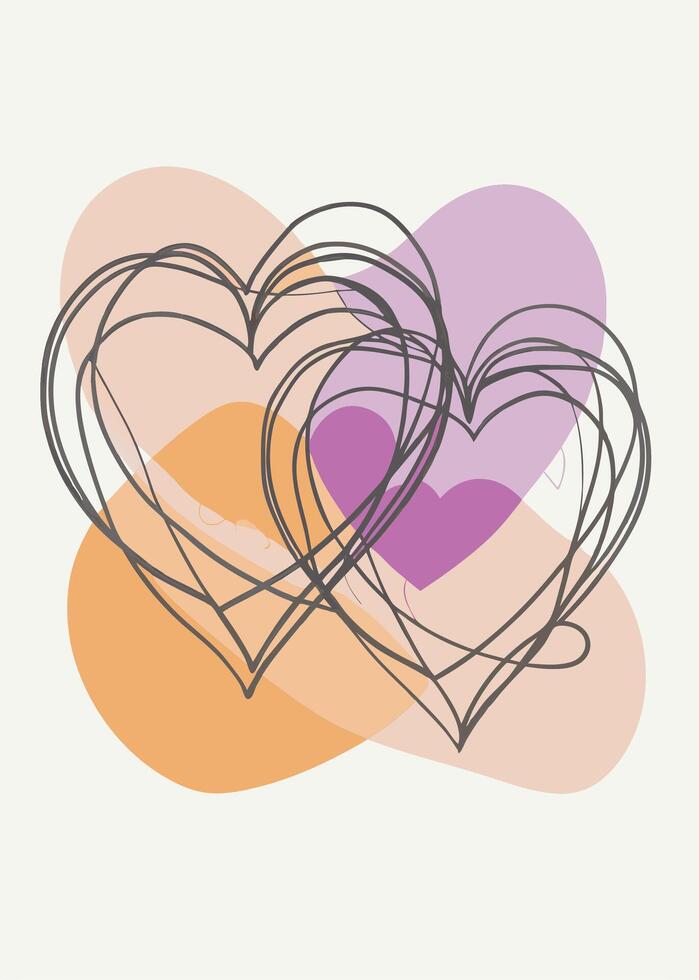 one line two love sketch drawing abstract minimal vector