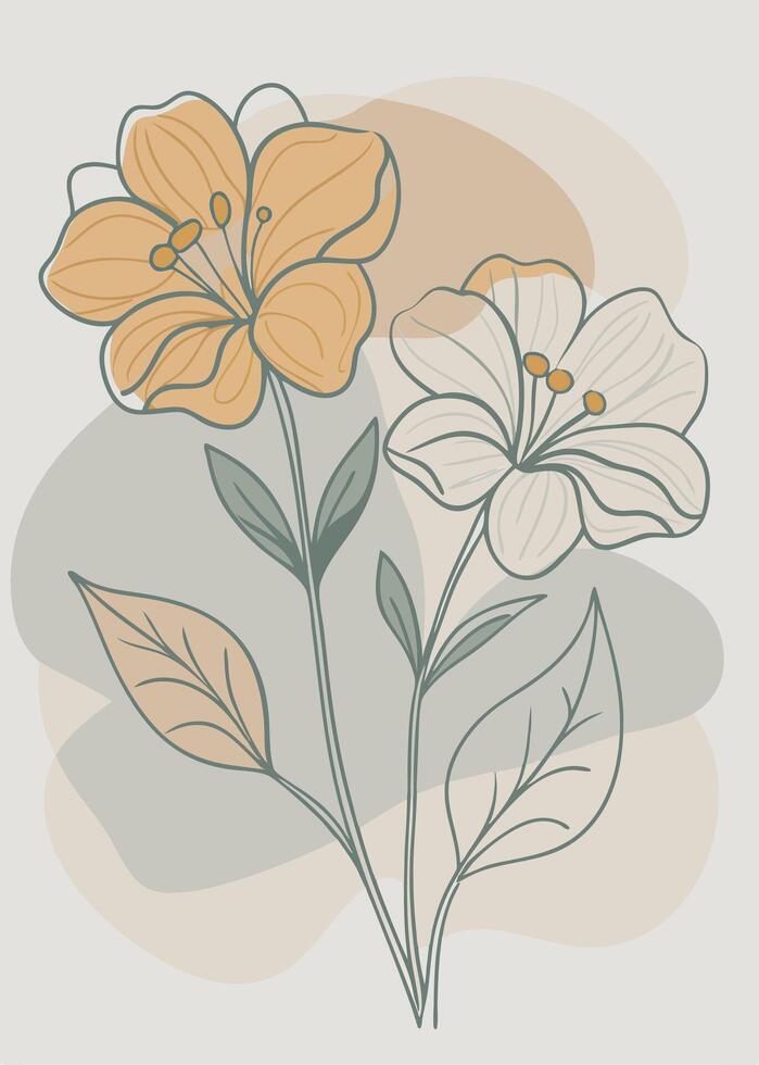 A painting of two flower on-a wall james jean vector