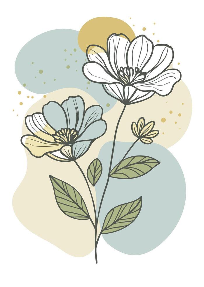 A painting of two flower on-a wall james jean vector