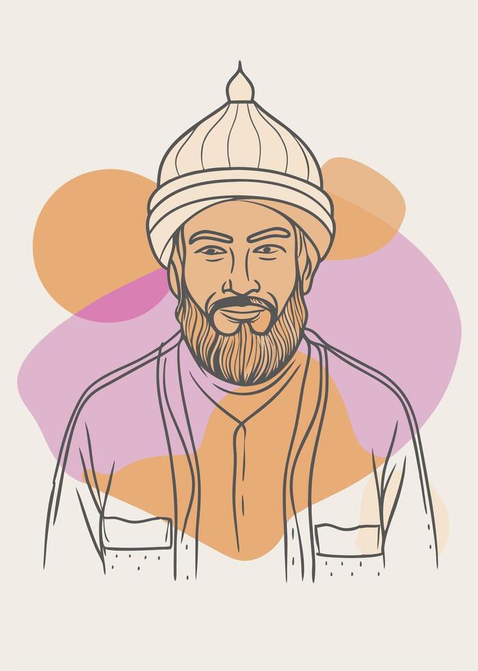 One line art of muslim drawing Abstract minimal islamic continuous line art vector