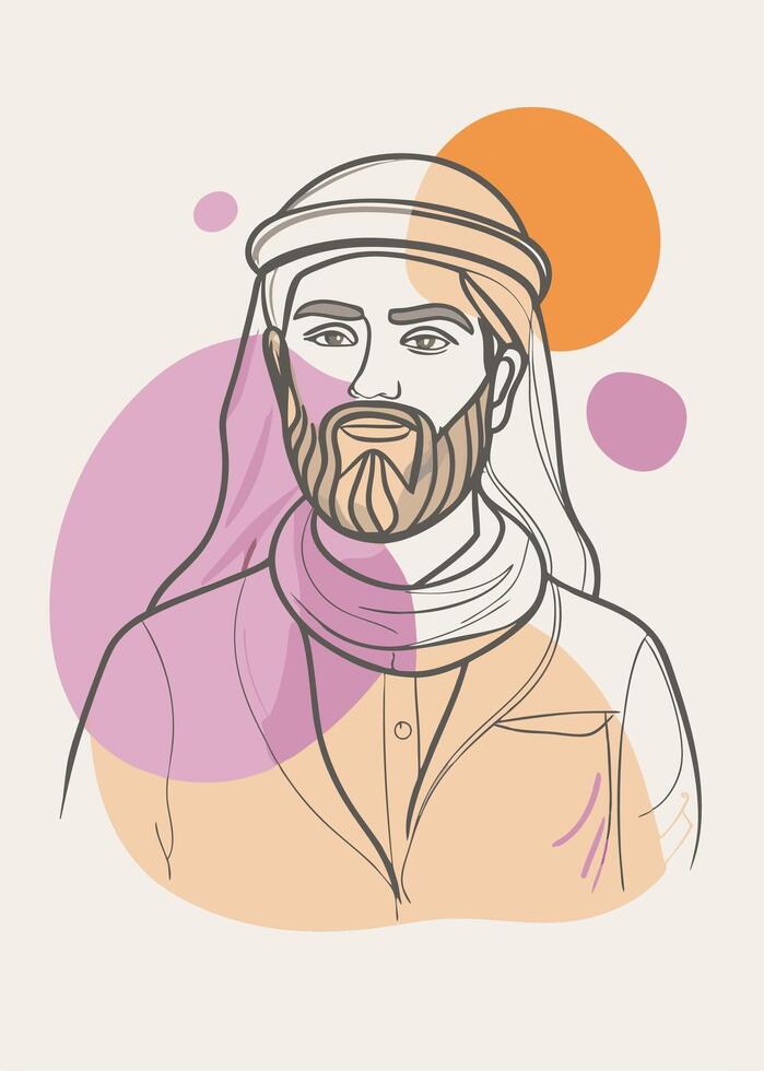 One line art of muslim drawing Abstract minimal islamic continuous line art vector