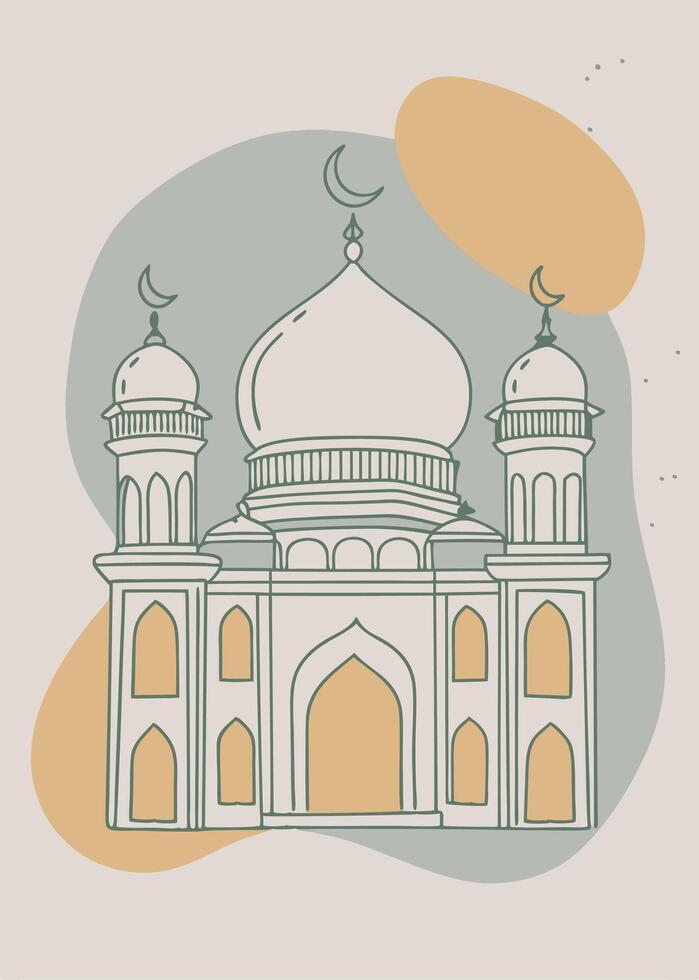 One line art of muslim drawing Abstract minimal islamic continuous line