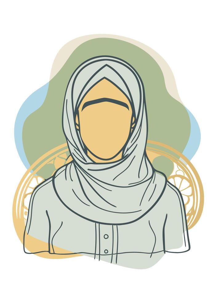 One line art of muslim drawing Abstract minimal islamic continuous line art vector