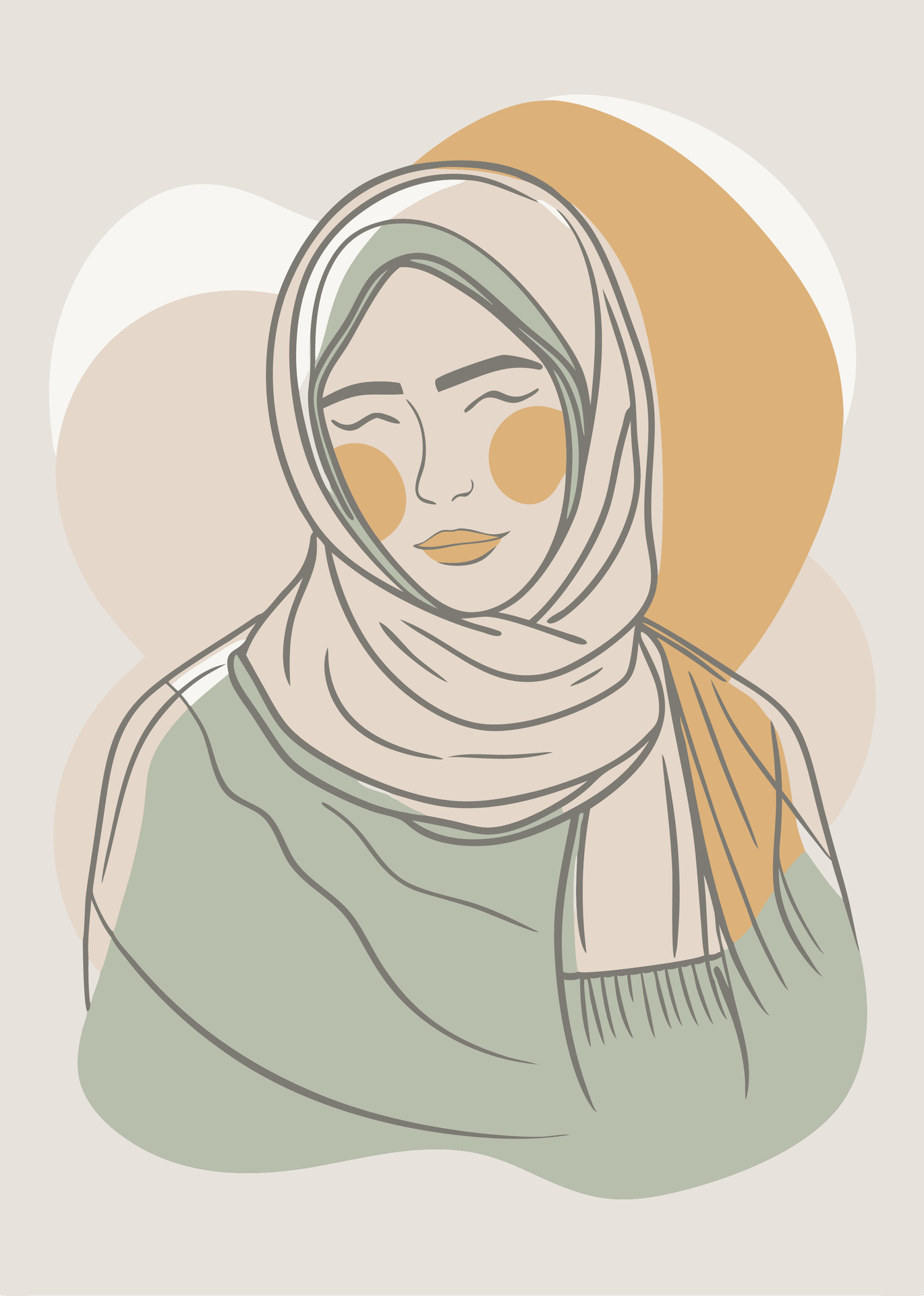 One line art of muslim drawing Abstract minimal islamic continuous line