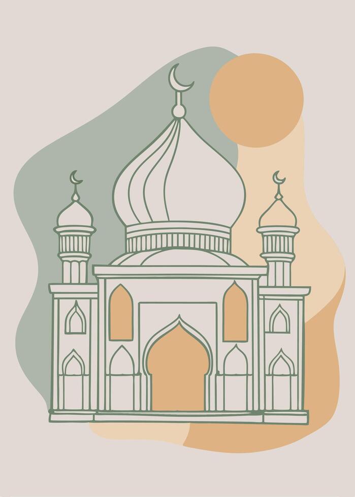 One line art of muslim drawing Abstract minimal islamic continuous line art vector