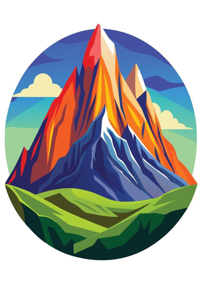 Adventures mountain drawing Abstract minimal flat art vector