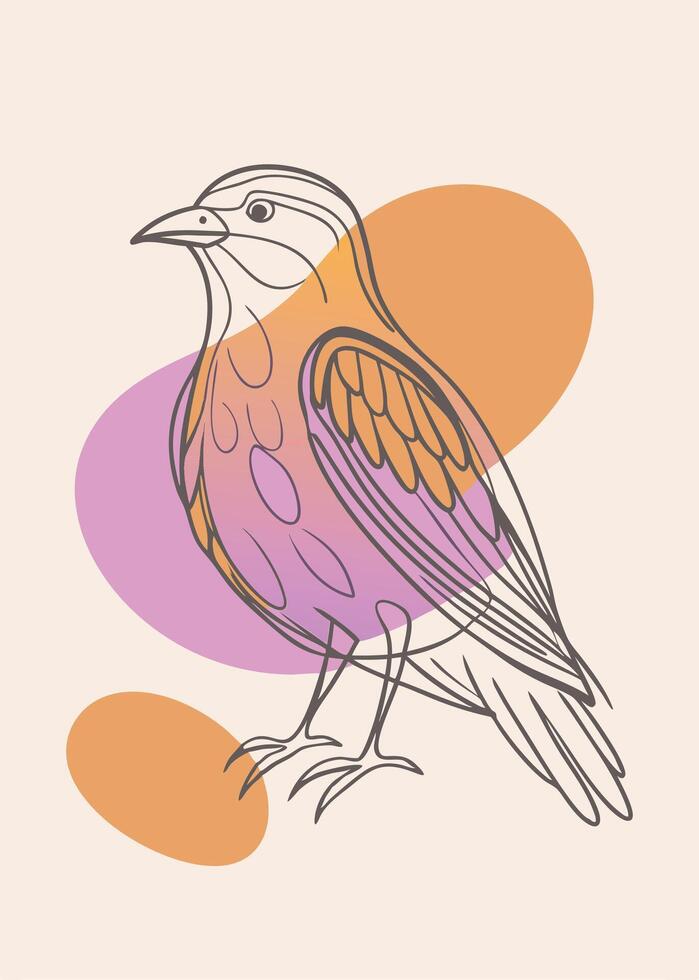 One line bird sketch drawing abstract minimal vector