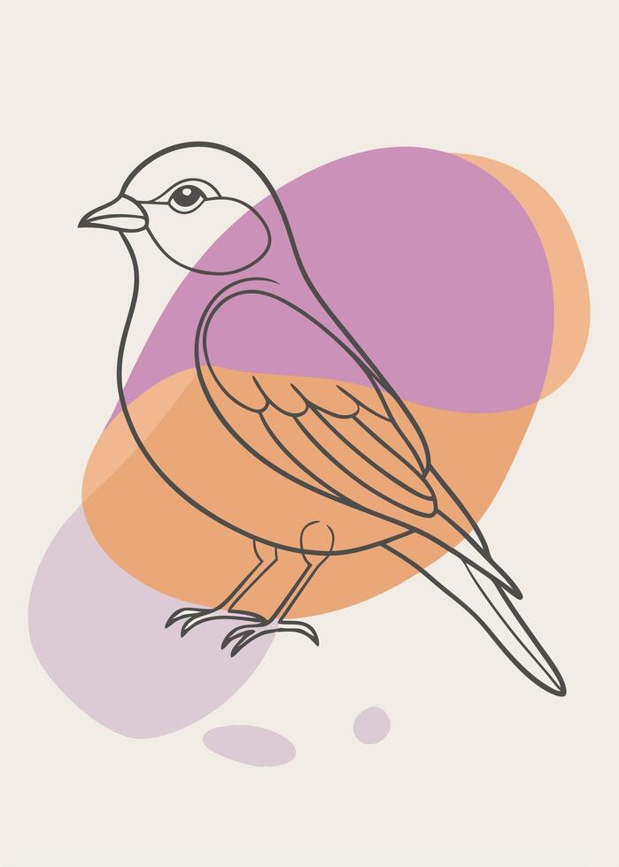 One line bird sketch drawing abstract minimal vector