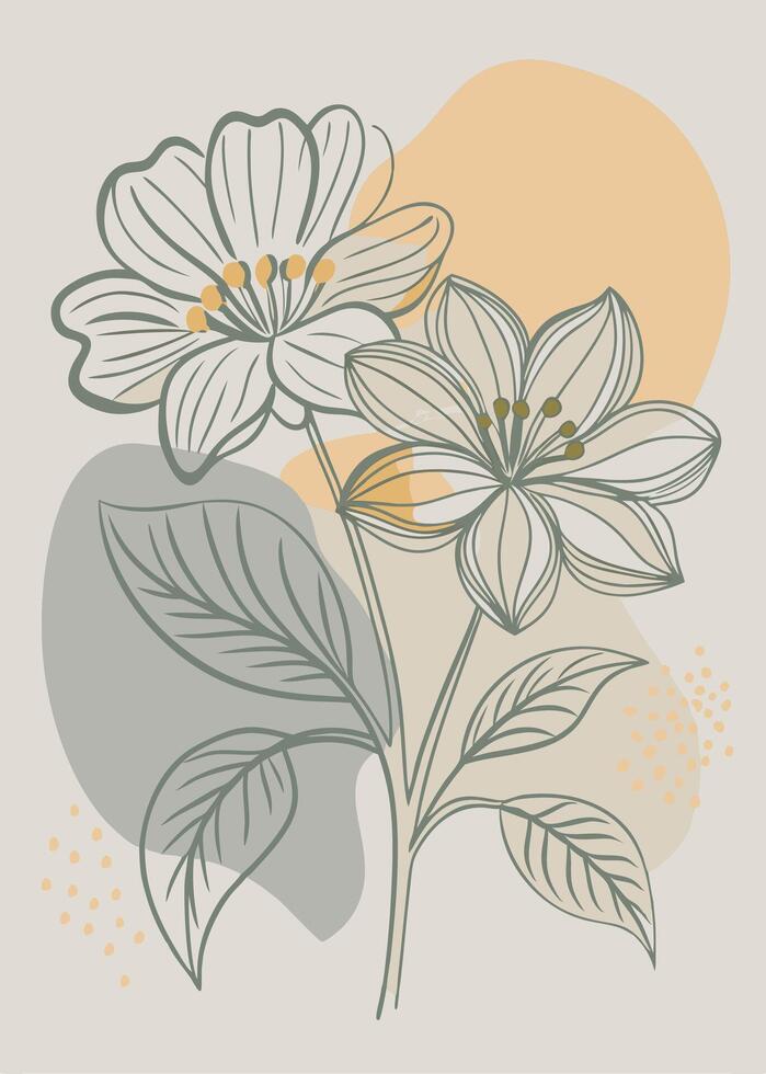 A painting of two flower on-a wall james jean vector