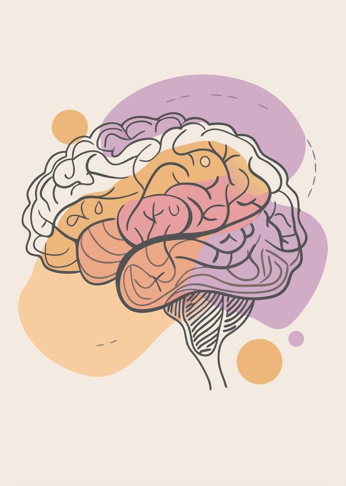 A painting of a brain on a wall james jean vector