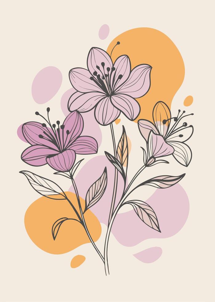 A painting of two flower on-a wall james jean vector