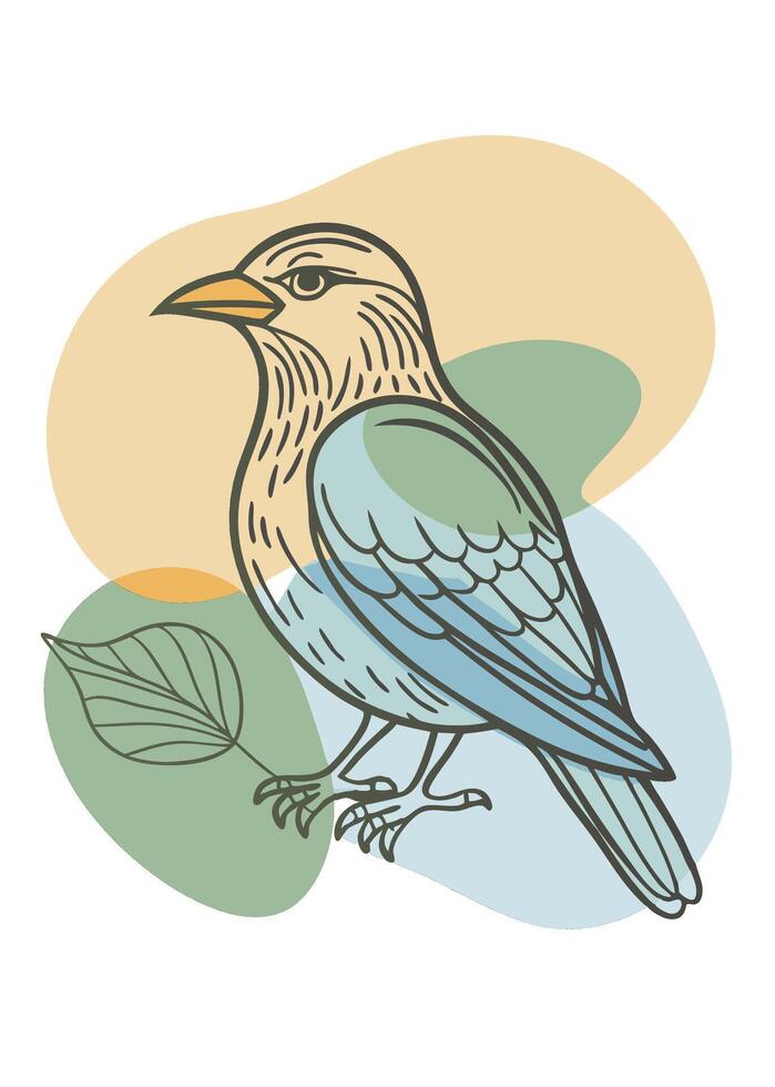 One line bird sketch drawing abstract minimal vector