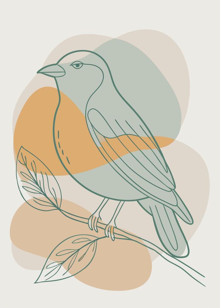 One line bird sketch drawing abstract minimal vector