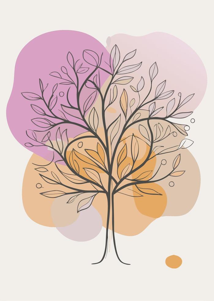 A painting of a tree on a wall james jean vector