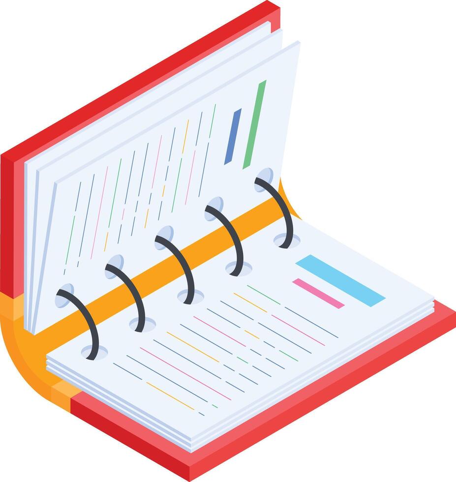 Isometric Open Notebook vector