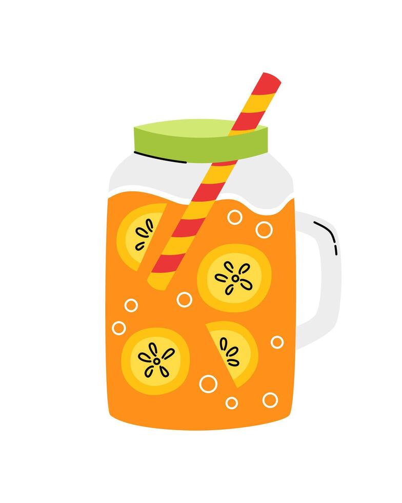 Orange juice, lemonade in a glass mug. vector