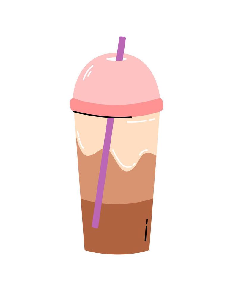 Cappuccino freddo. Ice coffee, milkshake. vector
