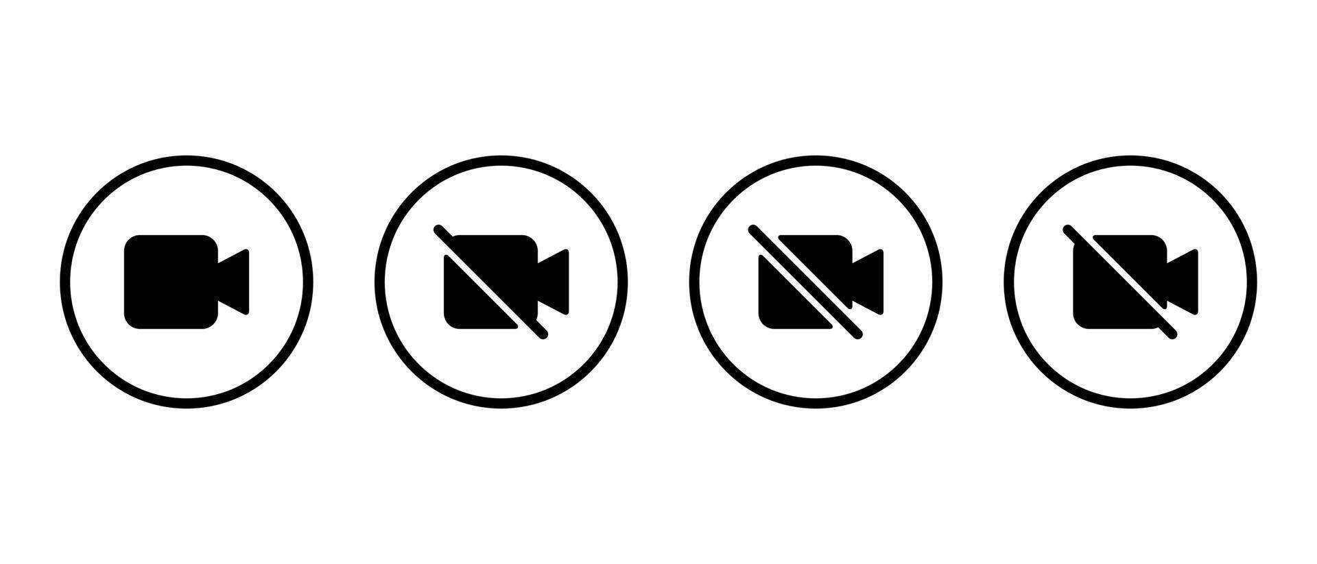 call and camera off icon on circle line vector