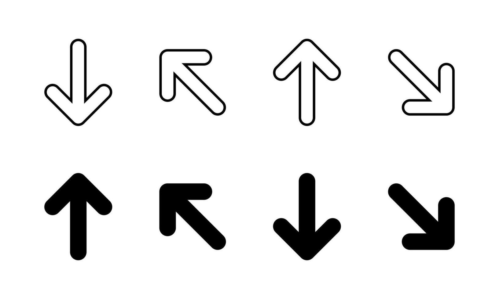 Upward and downward arrow icon set. Up and down direction sign symbol vector