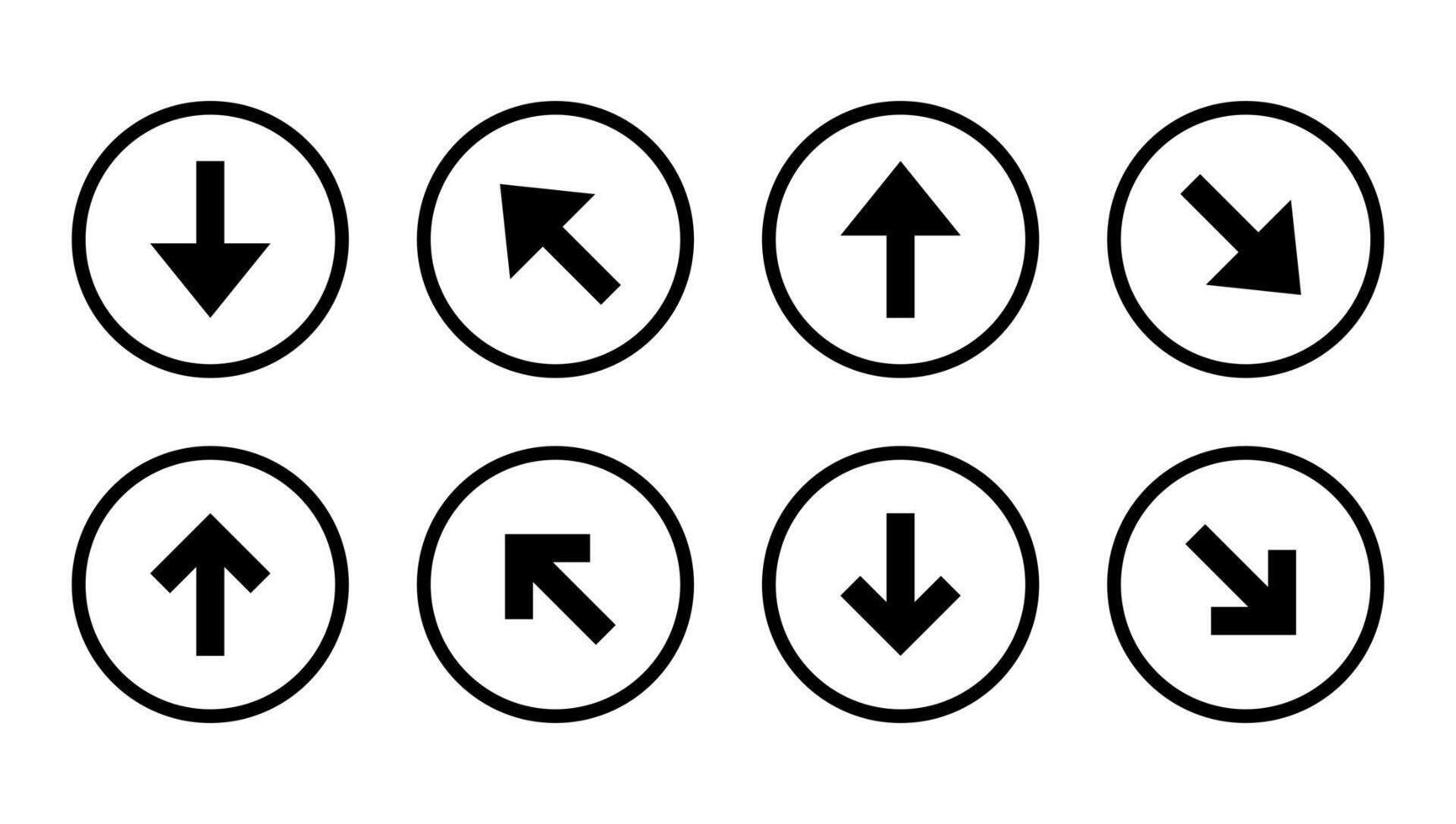 Up and down direction arrow icon set on circle line vector