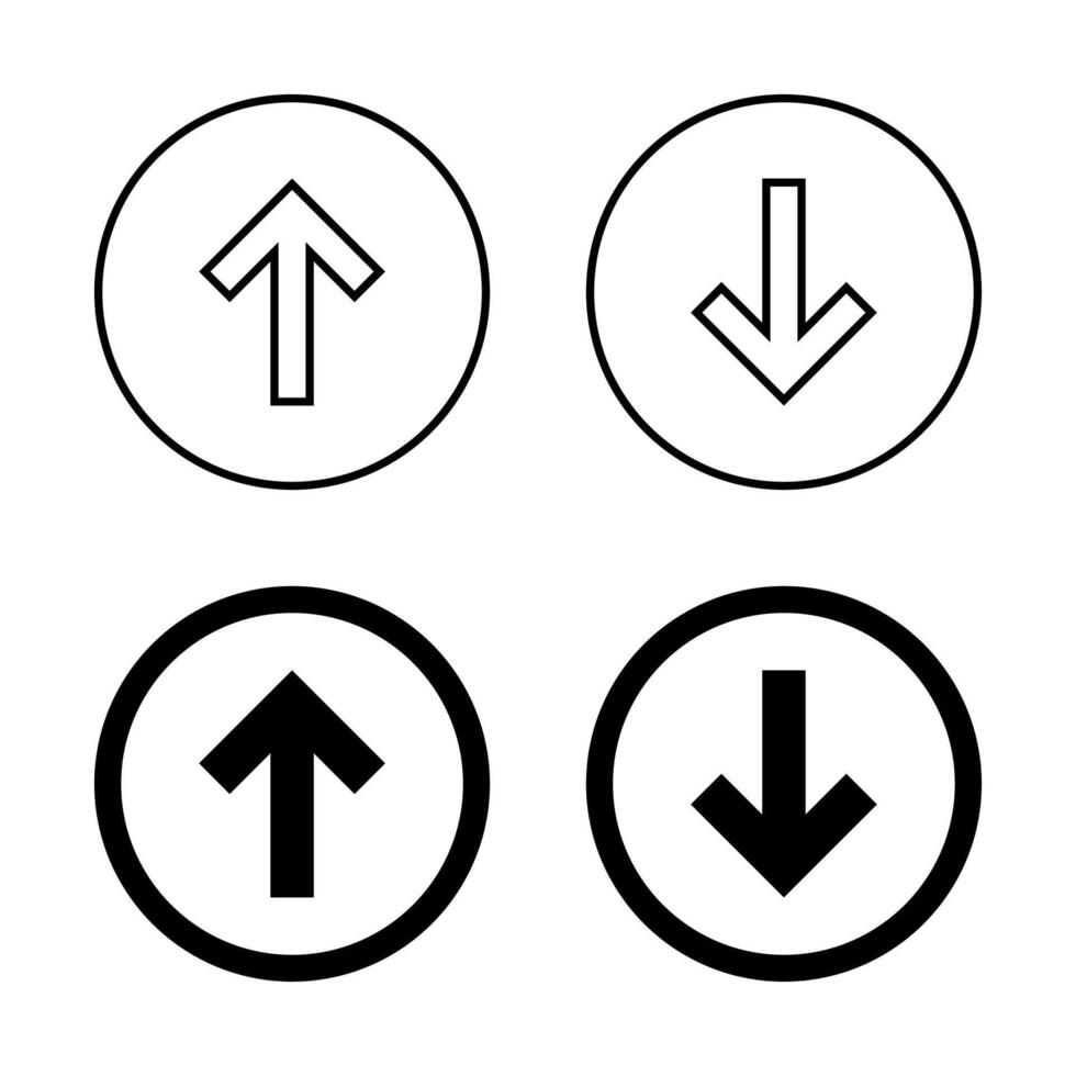 Up and down arrow icon set on circle line vector