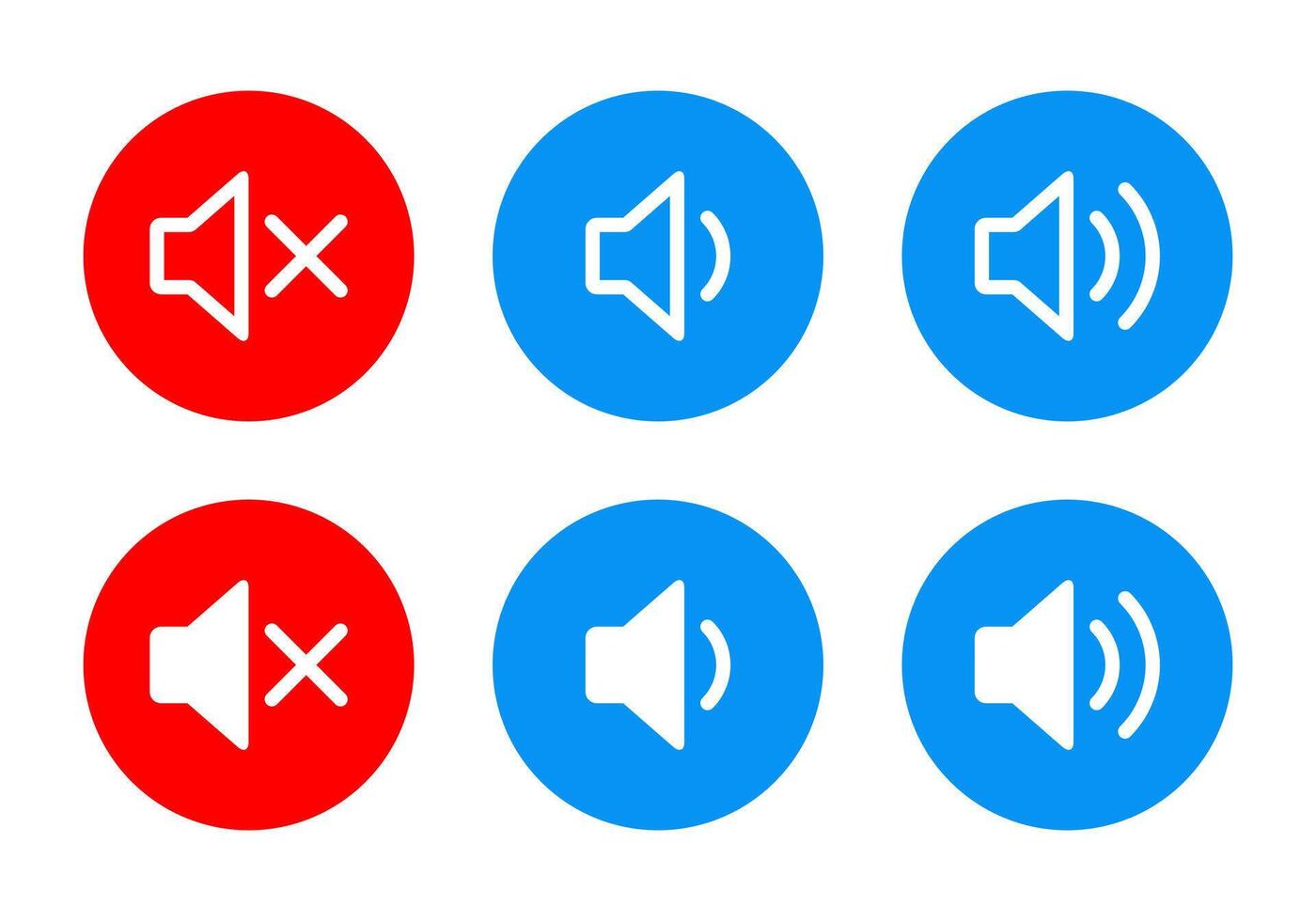 Mute and volume speaker icon in flat style. Sound level sign symbol vector