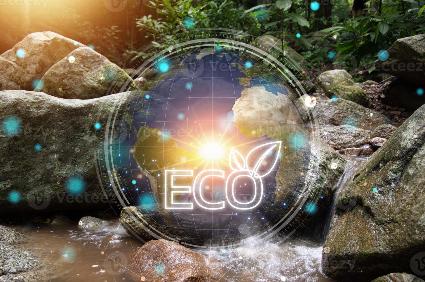 Sustainable development and business operations based on renewable energy CO2 Emission Reduction Concepts Green industries using renewable energy can limit global warming changes. photo