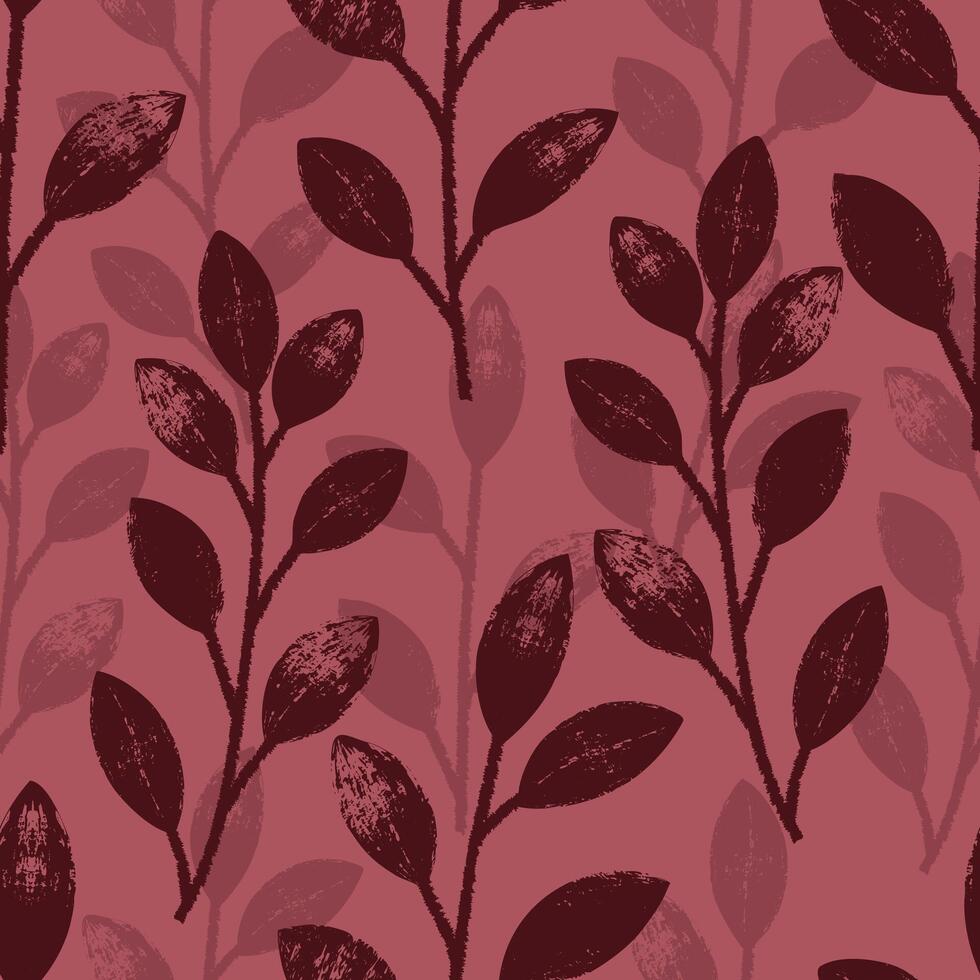 Seamless pattern with branches and leaves. Hand drawn floral botanical design. Modern print for textile, fabric, wallpaper, wrapping, scrapbook and packaging vector