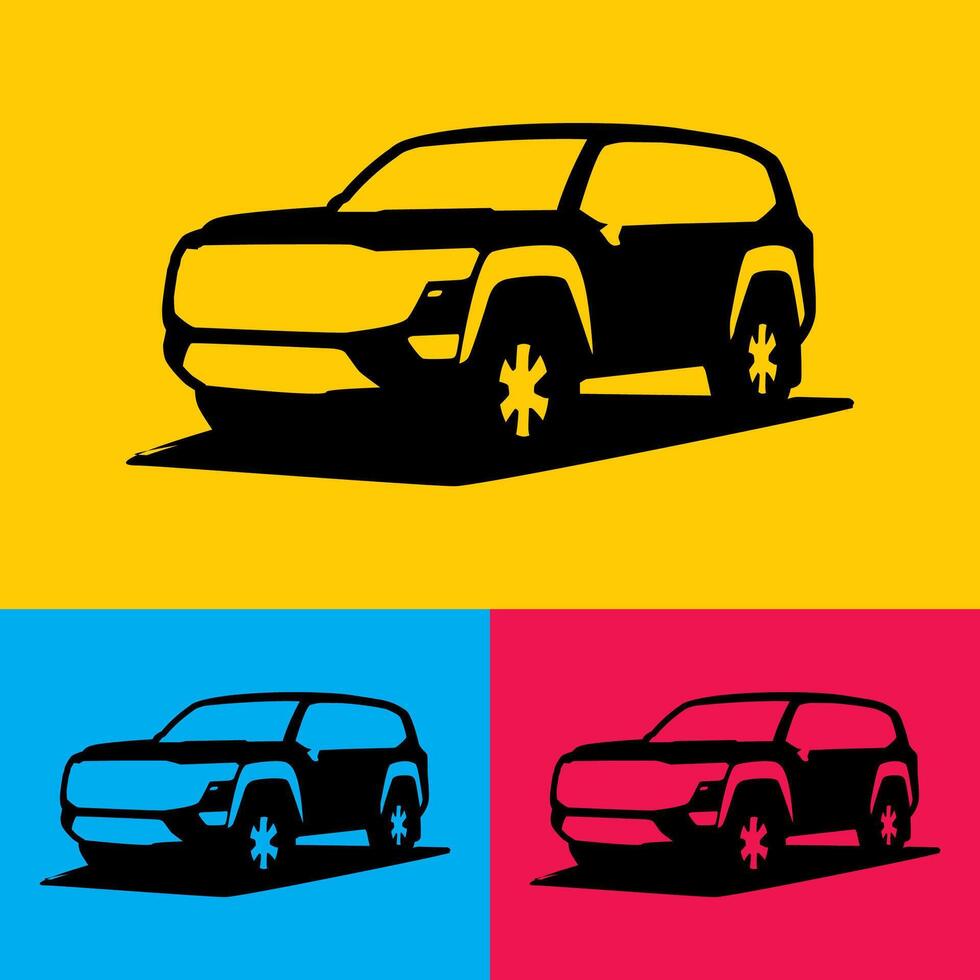 illustration of the silhouette of a sport utility vehicle logo vector