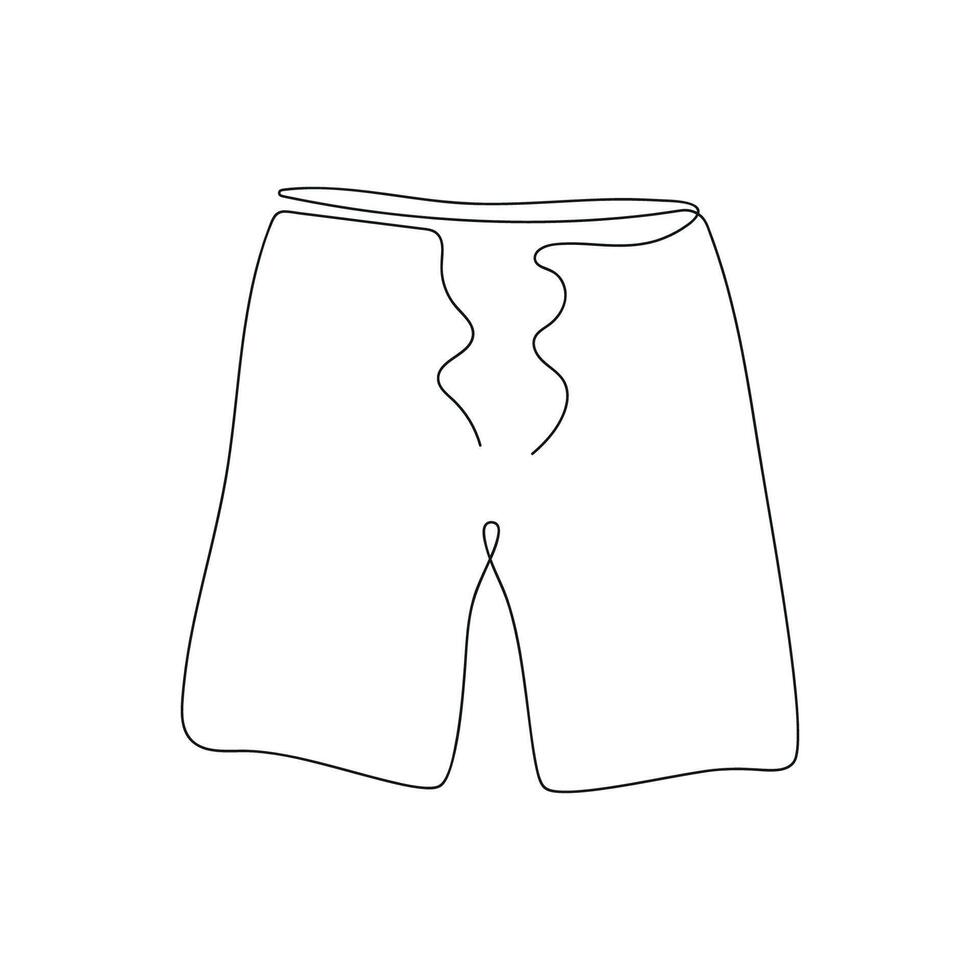 Beach shorts in one continuous line. One line drawing, minimalism. vector