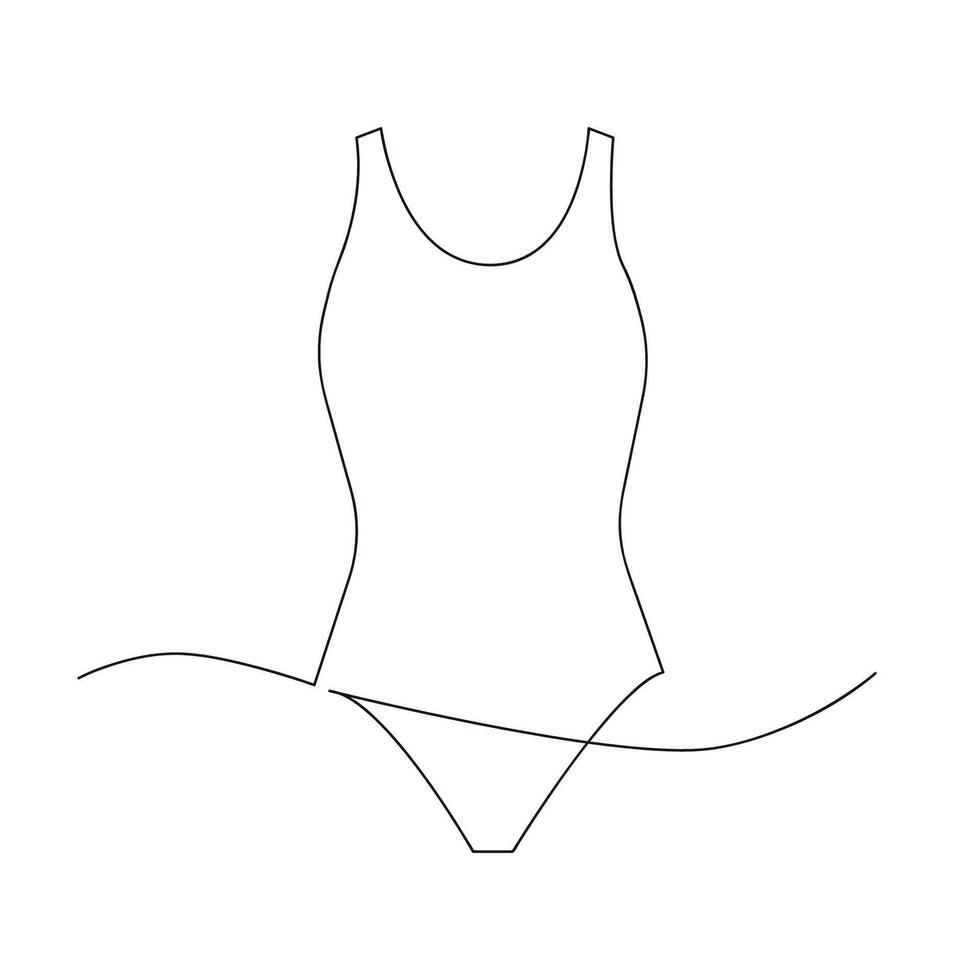 Swimsuit in one continuous line. One line drawing, minimalism. vector
