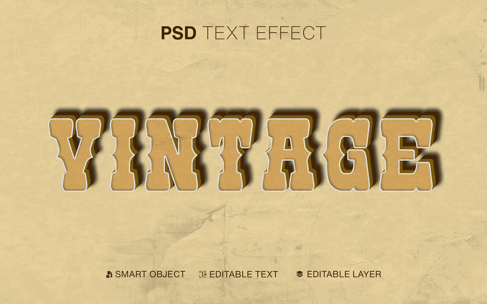 3D Vintage Editable Text Effect psd