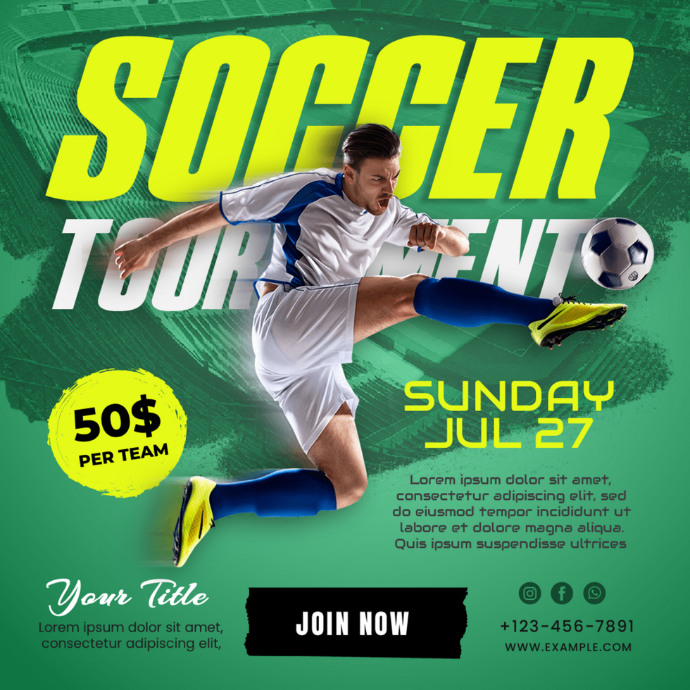 Soccer Event Social Media Post Template psd