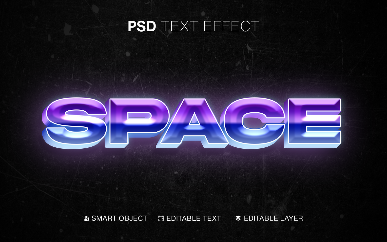 Editable Retro Arcade Text Effect Space psd