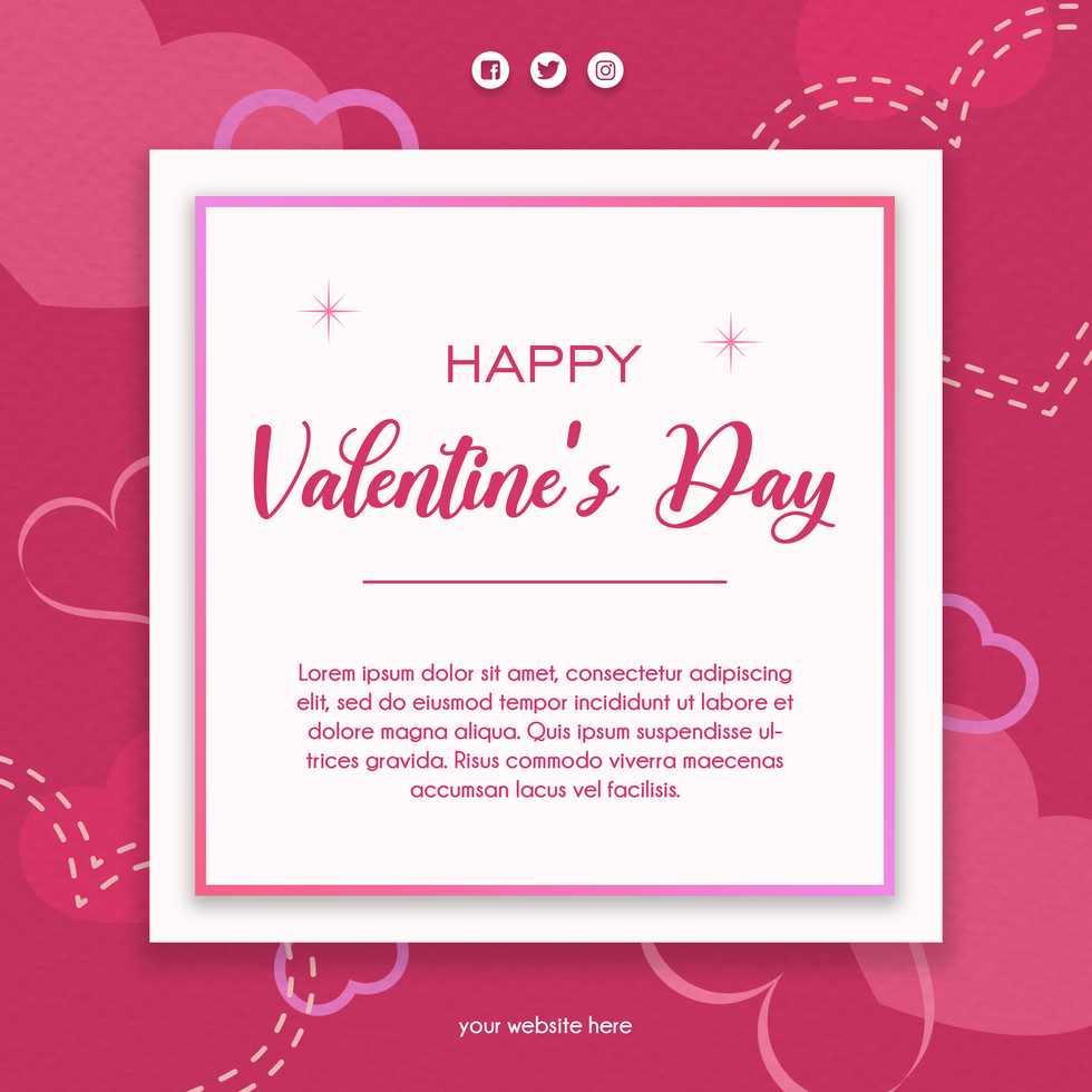 Valentine Greeting Post Card Minimalist Design Social Media Template psd