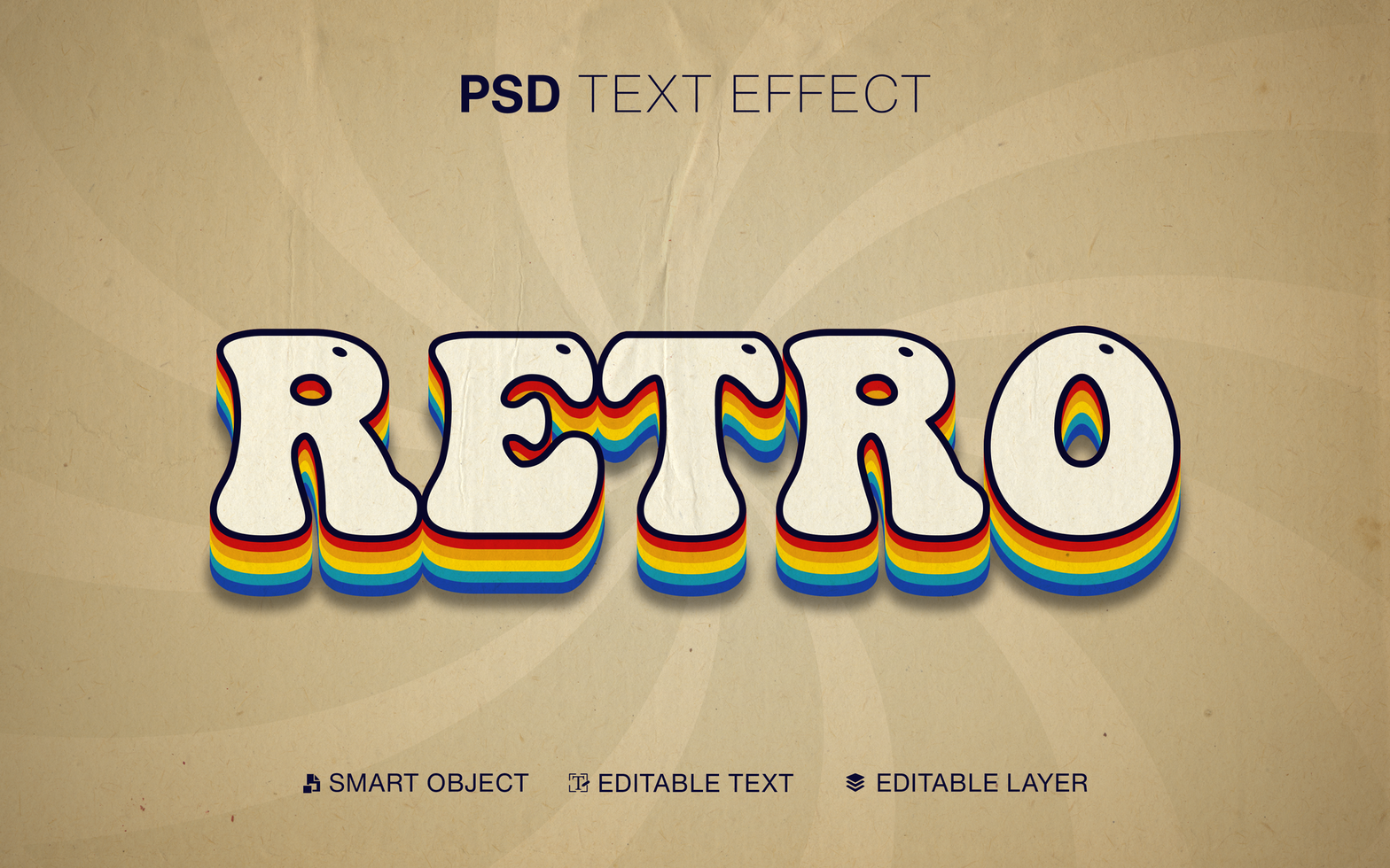 Editable Text Effect Retro psd