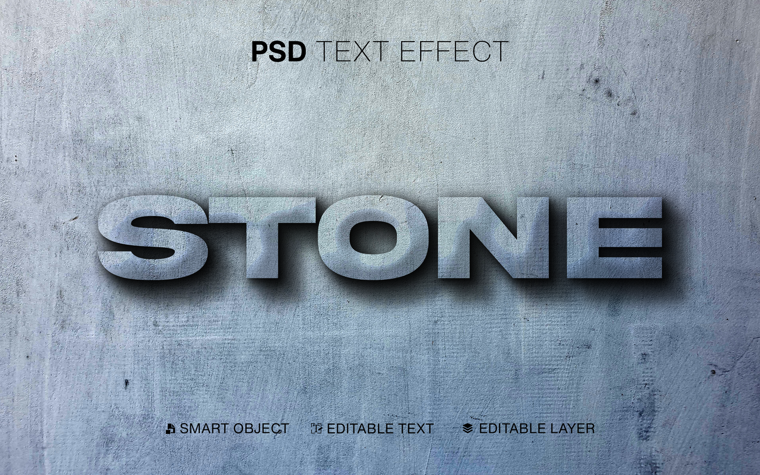 3D Stone Editable Text Effect psd