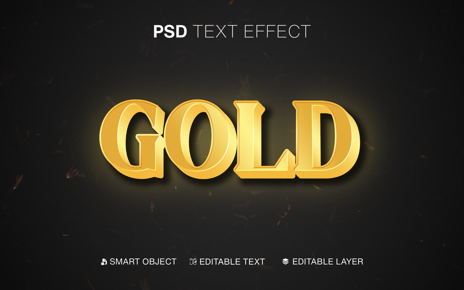 Editable Text Effect 3D Gold psd