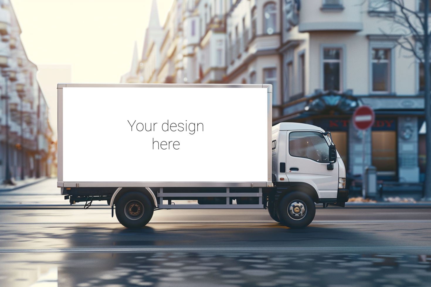 Advertisement banner mockup on truck. Transport branding psd