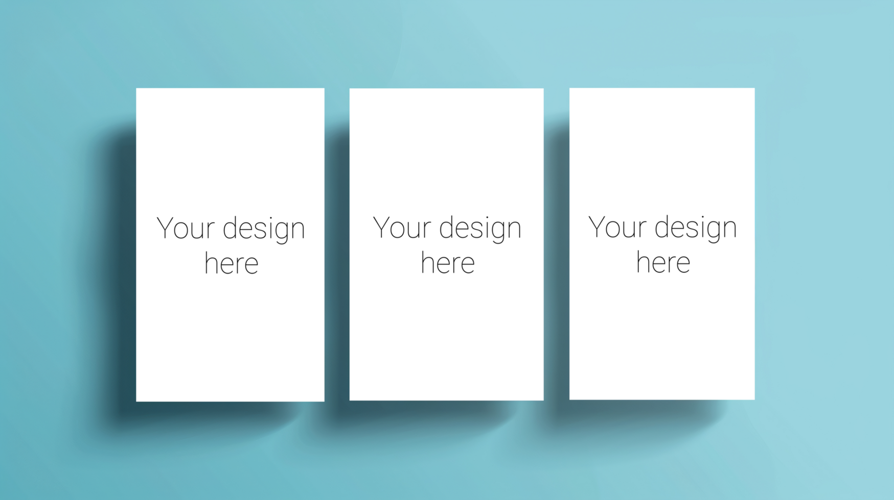 Mockup of three business cards, brochures or banners on blue background. psd