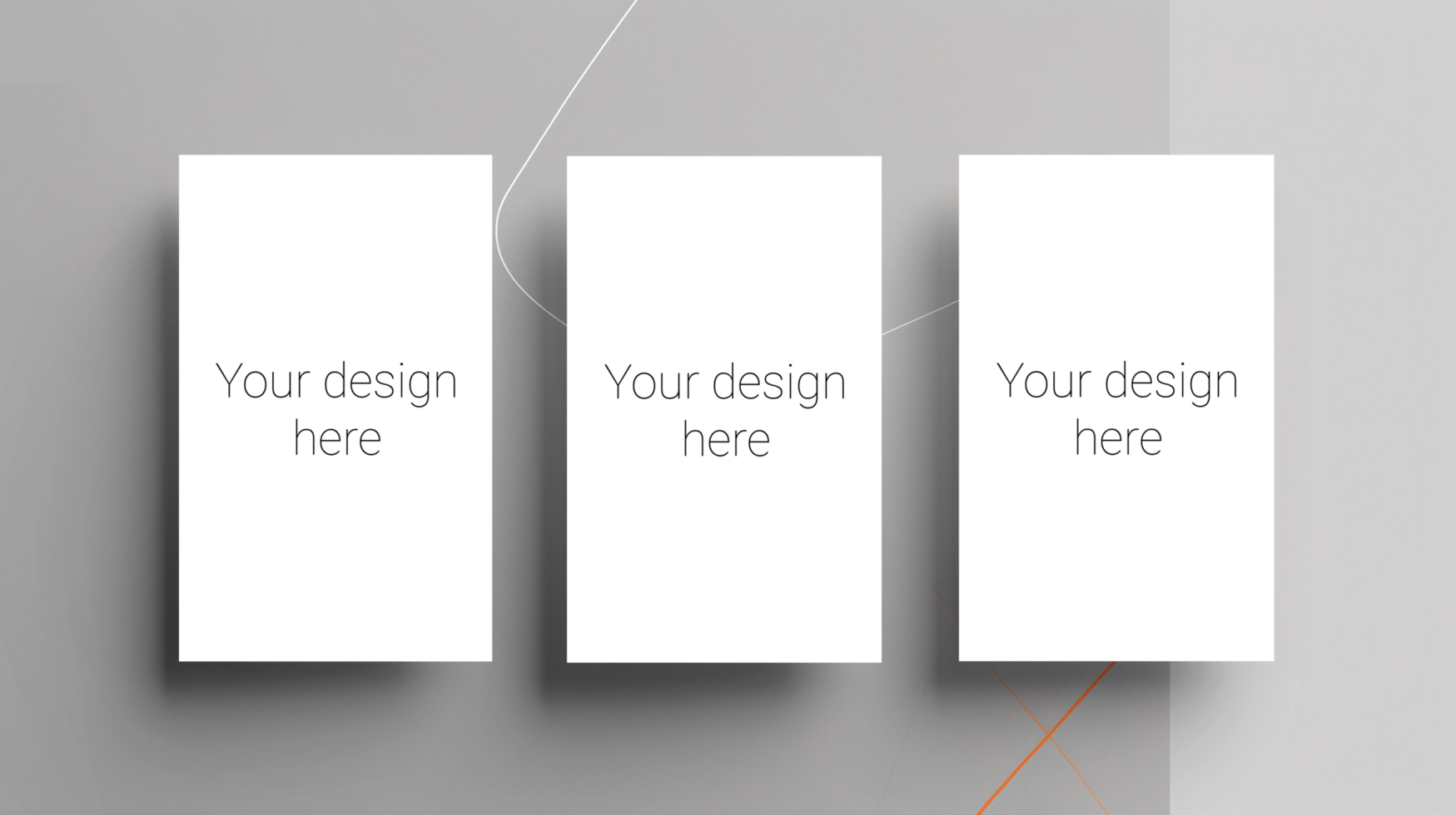Mockup of three business cards, brochures or banners on gray background. psd