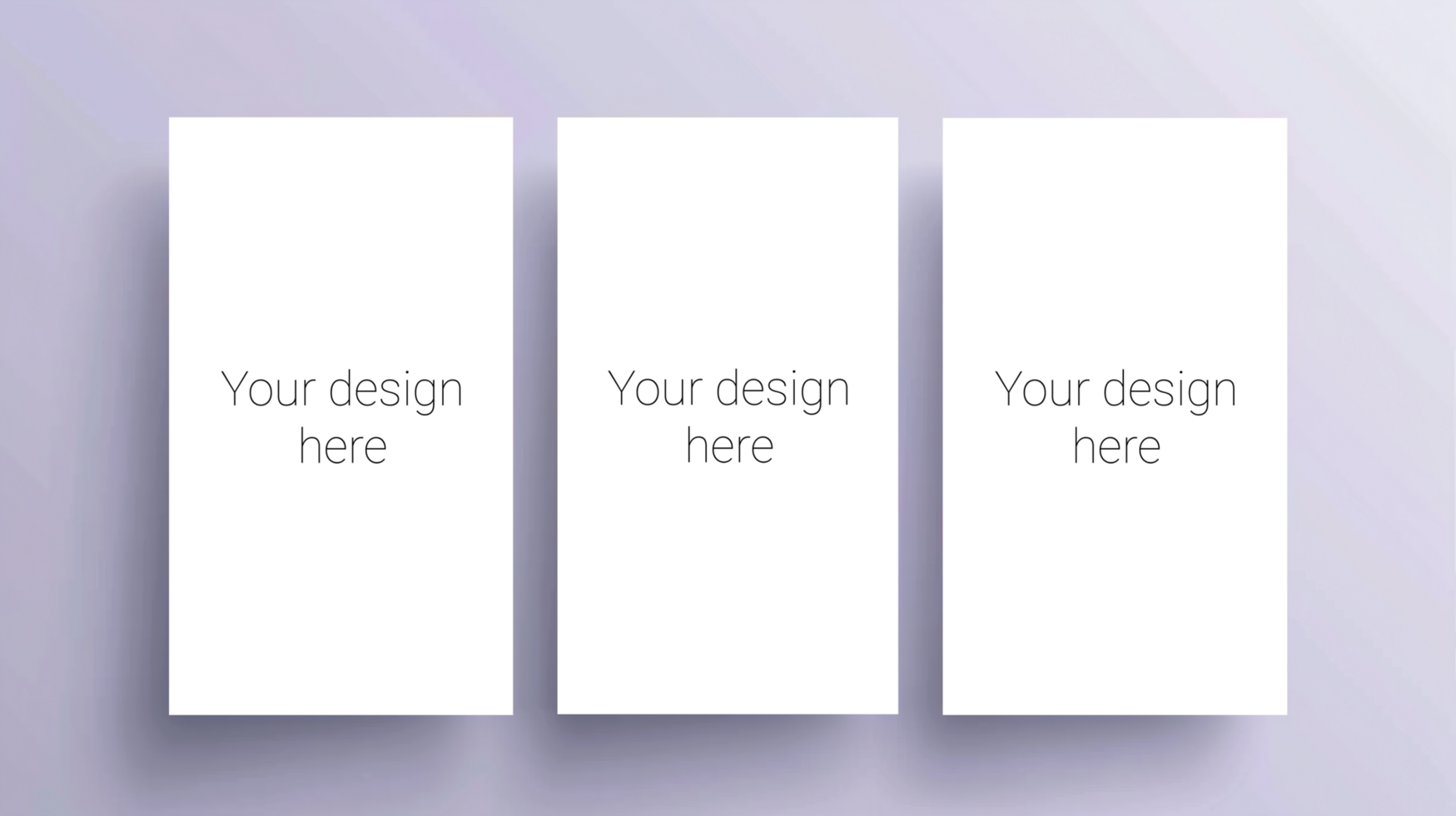 Mockup of three business cards, brochures or banners on violet background. psd
