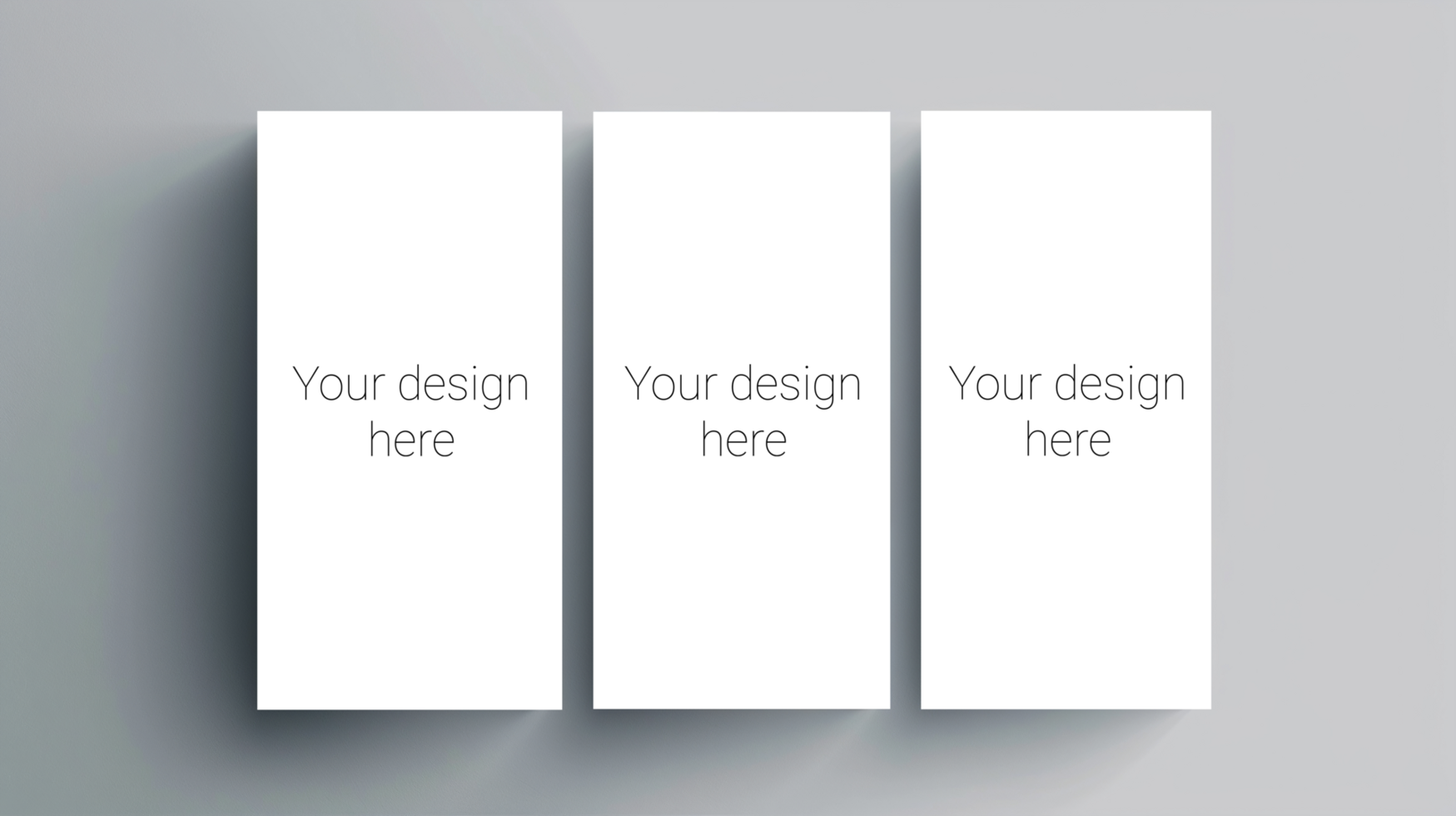 Mockup of three business cards, brochures or banners on gray background. psd