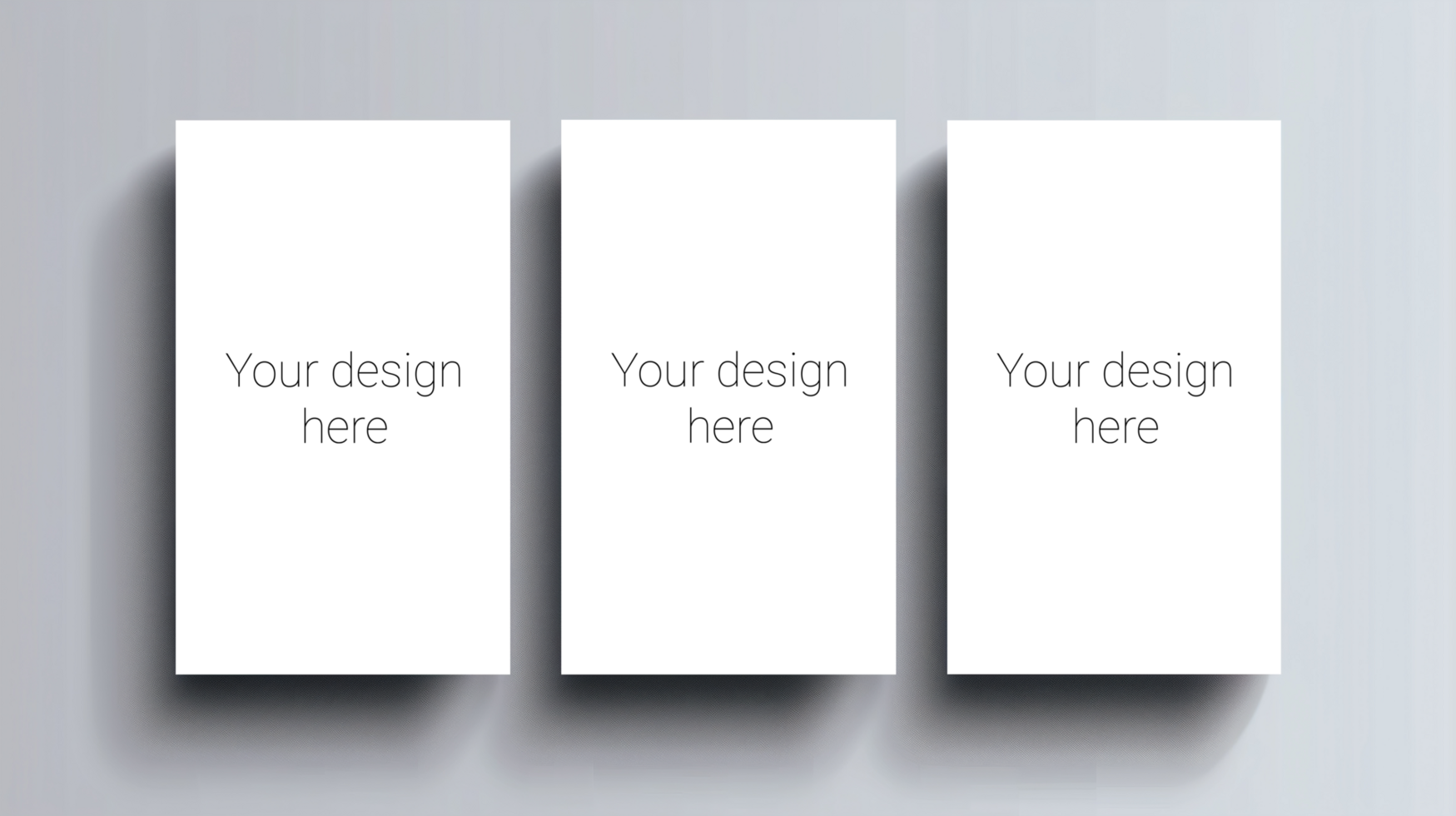 Mockup of three business cards, brochures or banners on gray background. psd