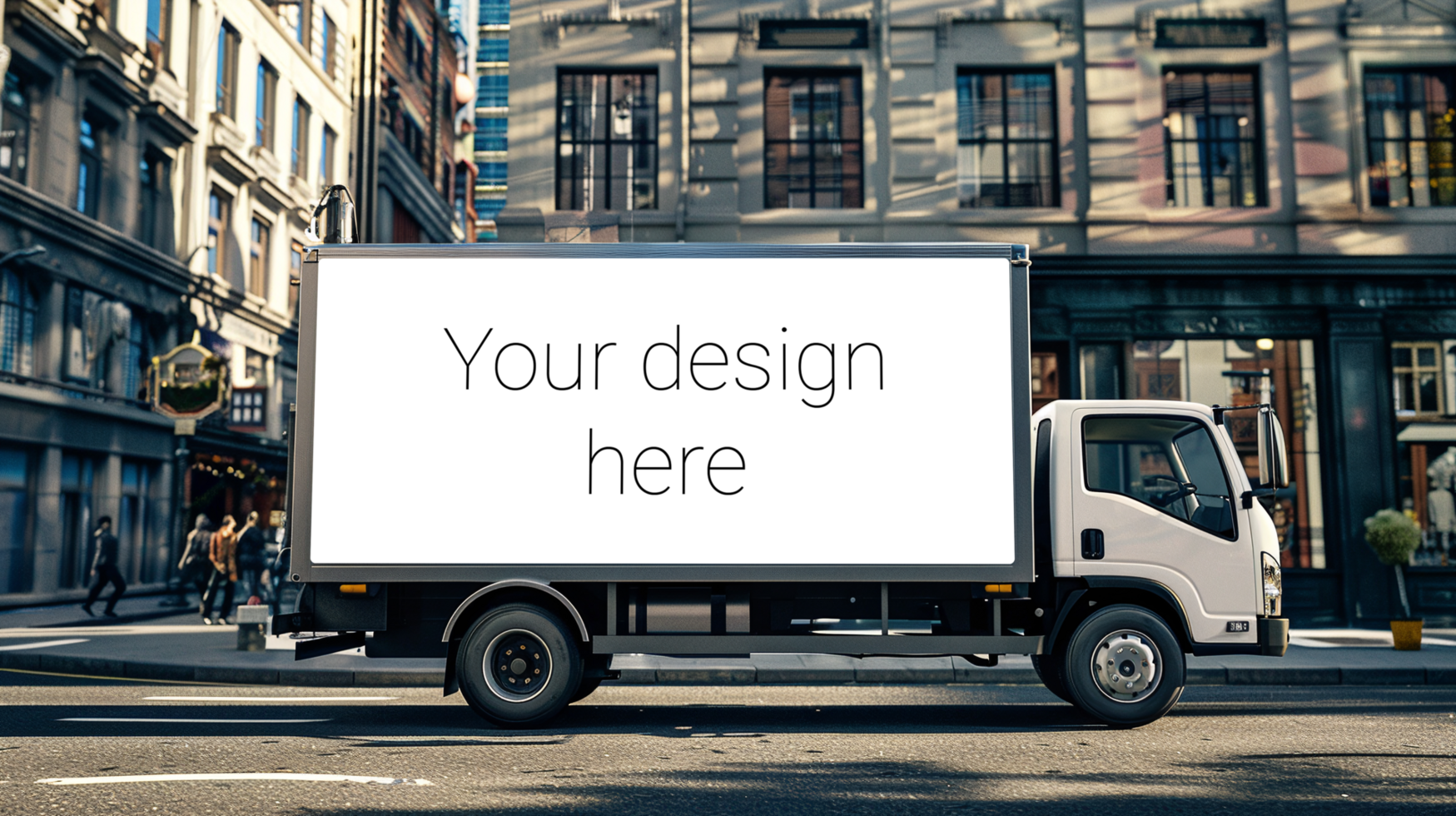 Advertisement banner mockup on truck. Transport branding psd