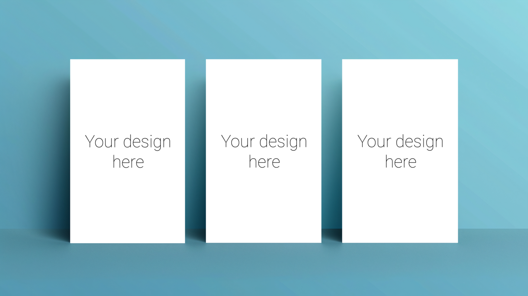 Mockup of three business cards, brochures or banners on blue background. psd