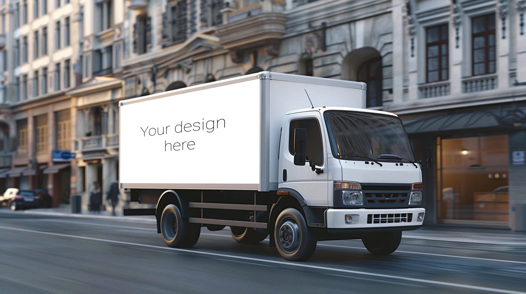Advertisement banner mockup on truck. Transport branding psd