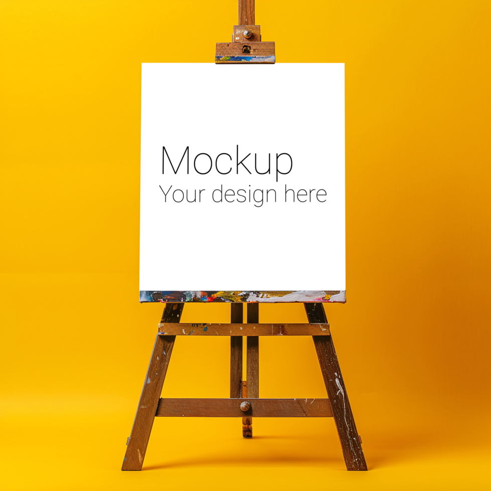 Easel Canvas Mockup on Yellow Background psd