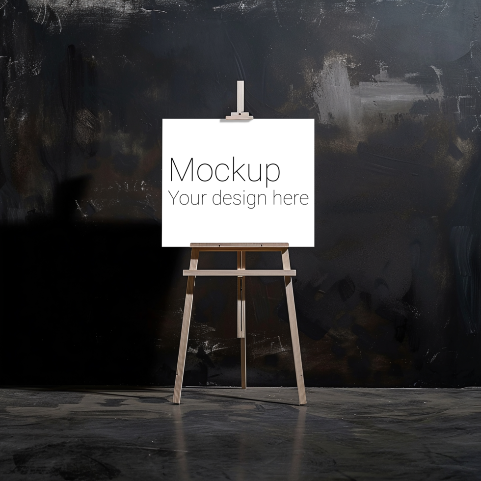 Easel Canvas Mockup on Black Background psd